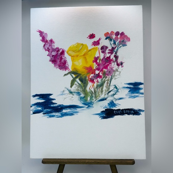 “Sunlit Blossom” Original Oil Painting on Canvas Board Signed 12” x 9” Unframed - Picture 4 of 5